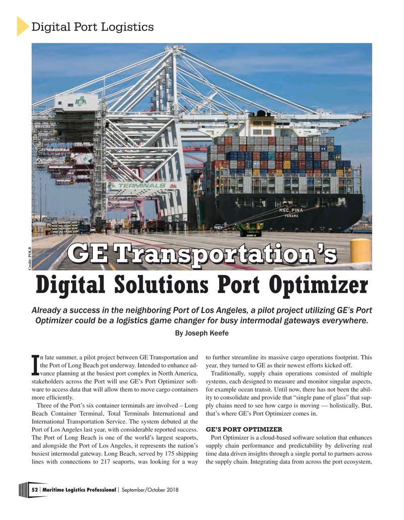 Maritime Logistics Professional Magazine, page 52,  Sep/Oct 2018