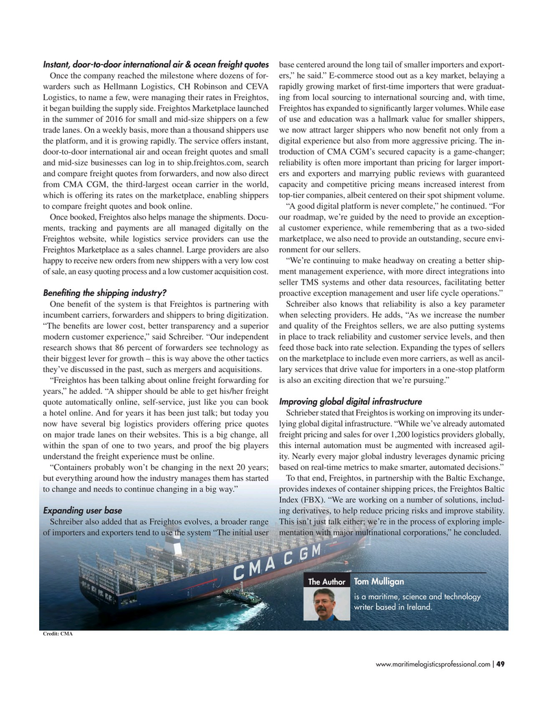 Maritime Logistics Professional Magazine, page 49,  Nov/Dec 2018
