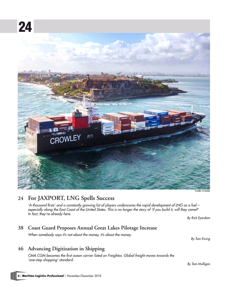 Maritime Logistics Professional Magazine, page 6,  Nov/Dec 2018