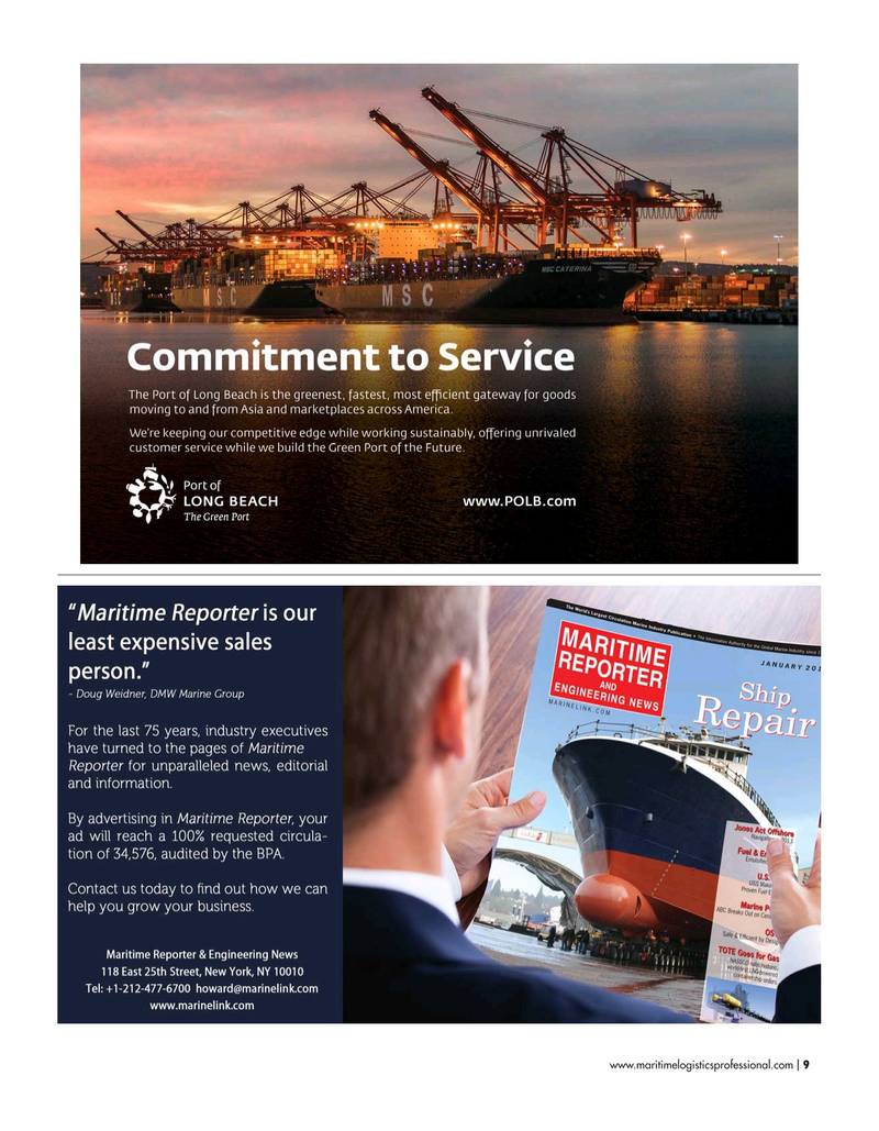 Maritime Logistics Professional Magazine, page 9,  Mar/Apr 2019