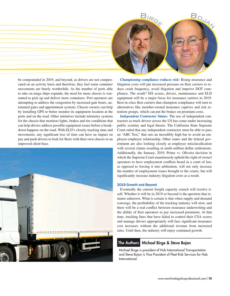 Maritime Logistics Professional Magazine, page 15,  Mar/Apr 2019