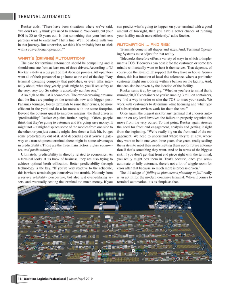 Maritime Logistics Professional Magazine, page 18,  Mar/Apr 2019