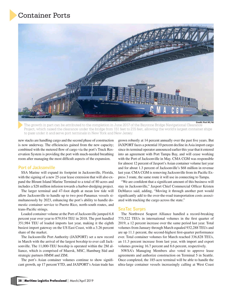 Maritime Logistics Professional Magazine, page 28,  Mar/Apr 2019