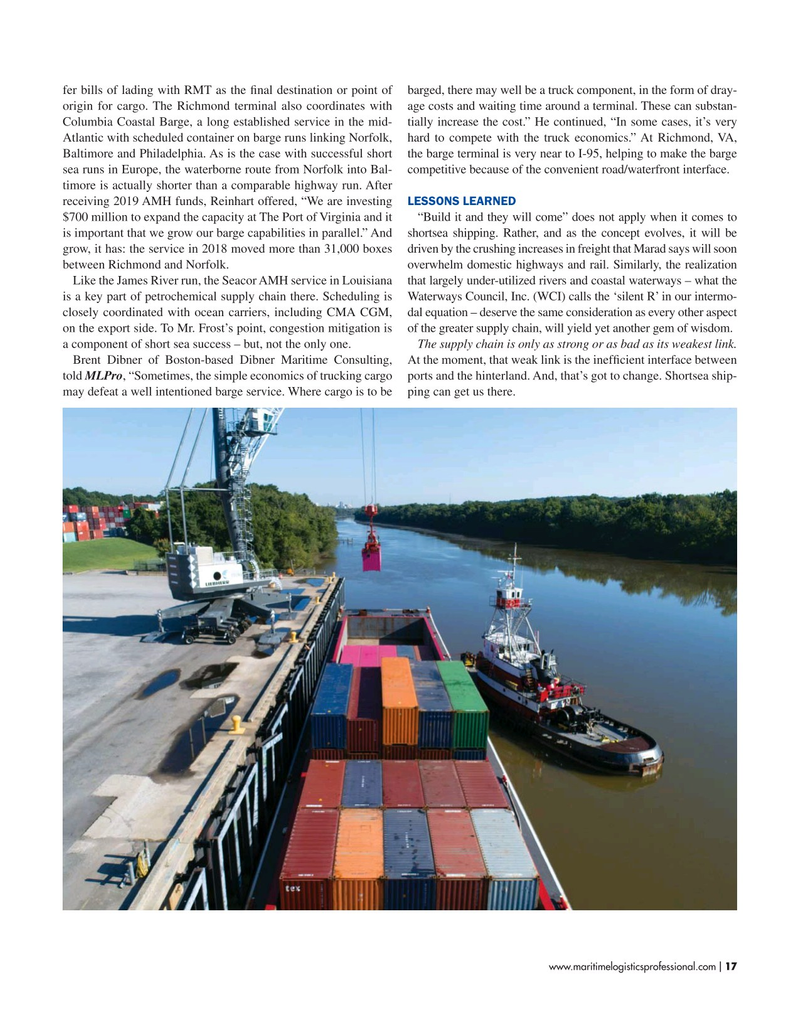 Maritime Logistics Professional Magazine, page 17,  May/Jun 2019