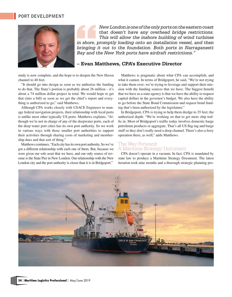 Maritime Logistics Professional Magazine, page 34,  May/Jun 2019