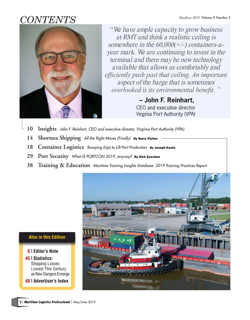 Maritime Logistics Professional Magazine, page 2,  May/Jun 2019