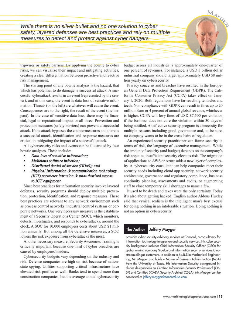 Maritime Logistics Professional Magazine, page 13,  Jul/Aug 2019