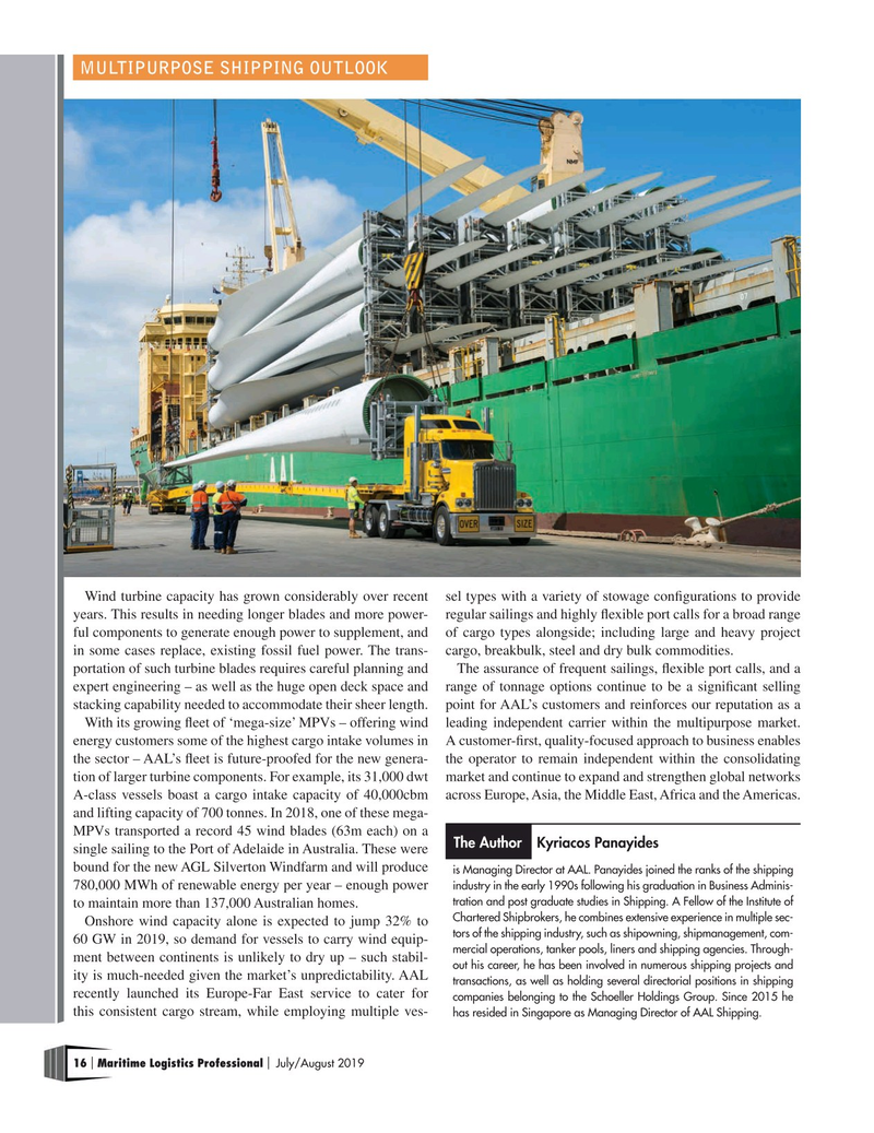 Maritime Logistics Professional Magazine, page 16,  Jul/Aug 2019