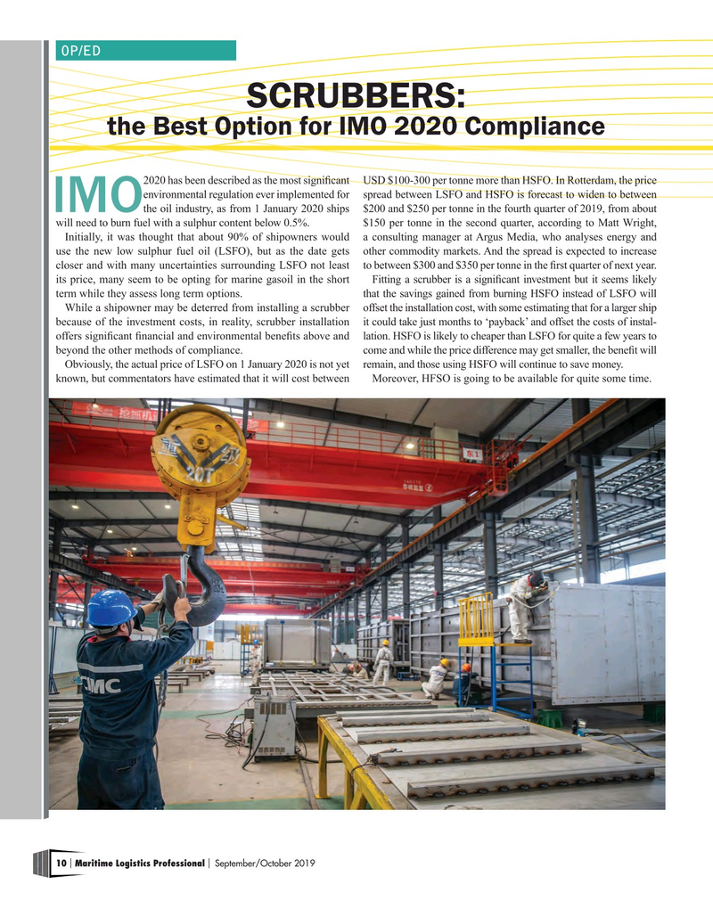 Maritime Logistics Professional Magazine, page 10,  Sep/Oct 2019