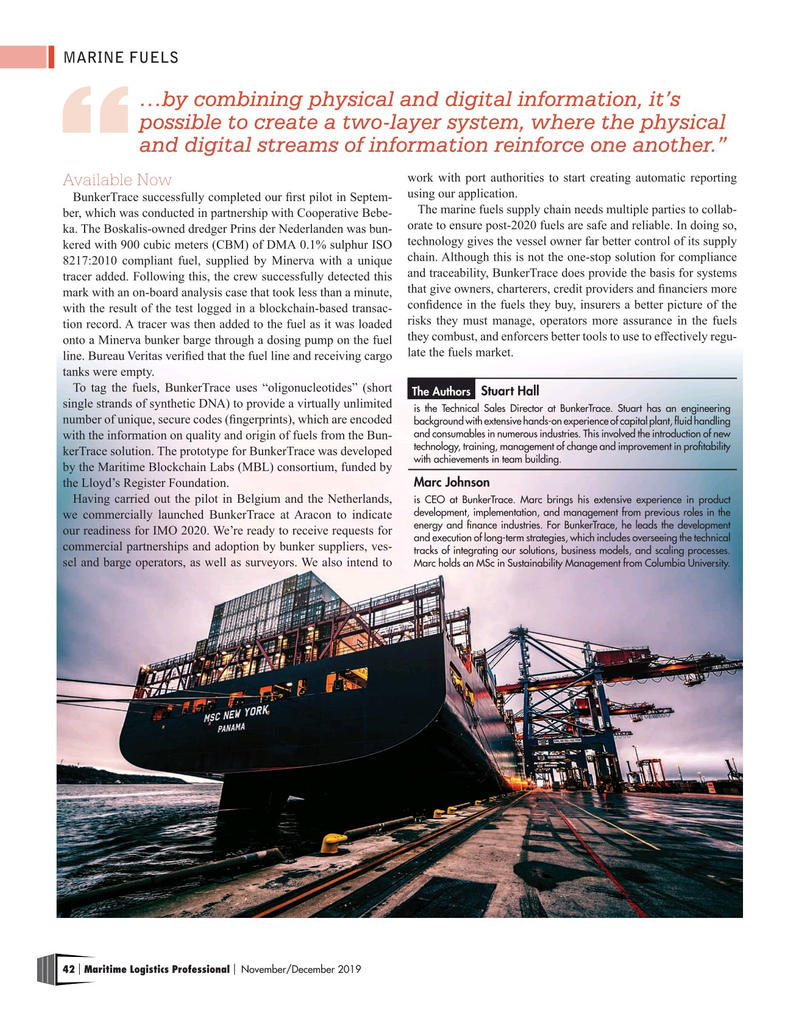Maritime Logistics Professional Magazine, page 42,  Nov/Dec 2019