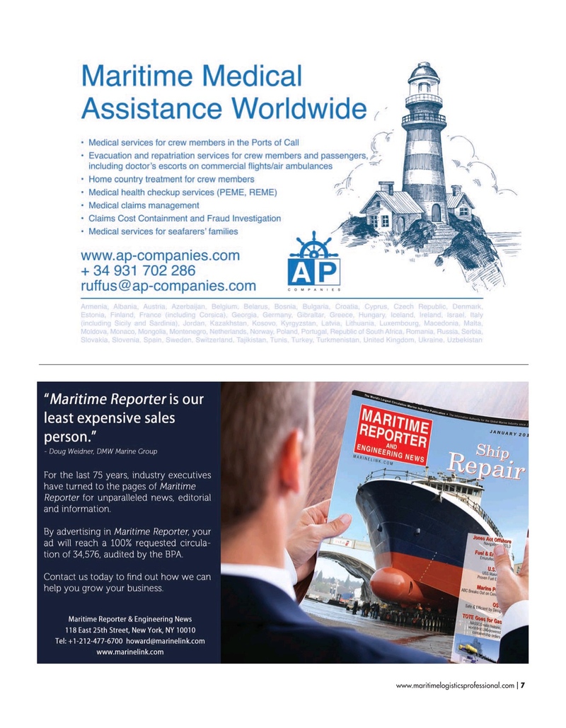 Maritime Logistics Professional Magazine, page 7,  Nov/Dec 2019
