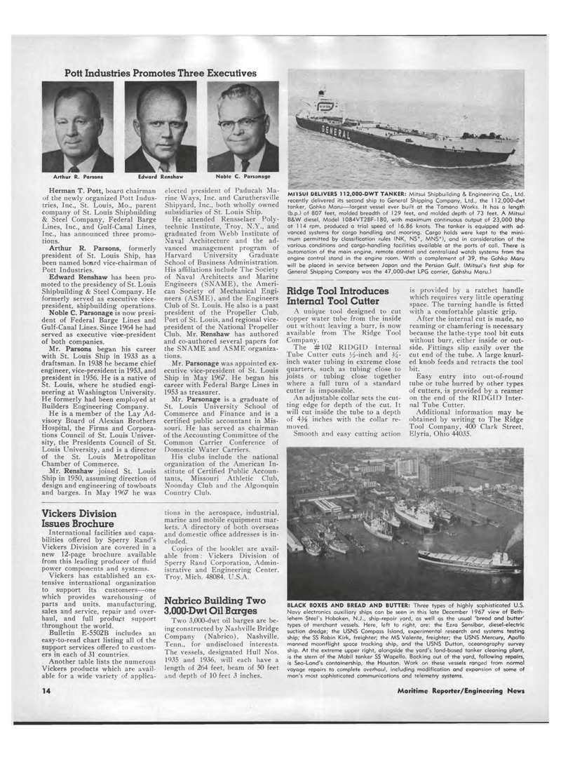 Maritime Reporter Magazine, page 12,  Feb 1968