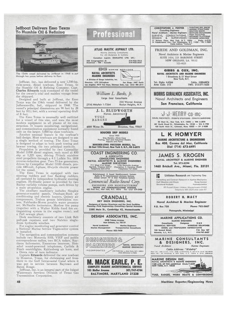 Maritime Reporter Magazine, page 46,  Jan 1969