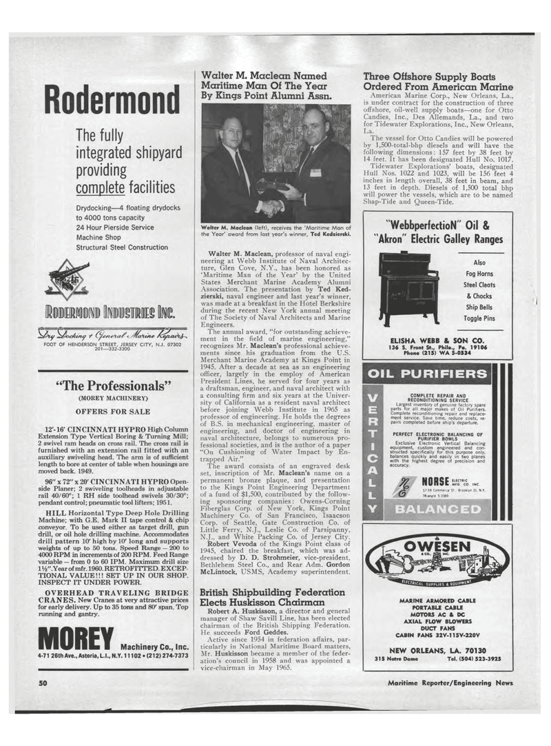 Maritime Reporter Magazine, page 48,  Jan 1969