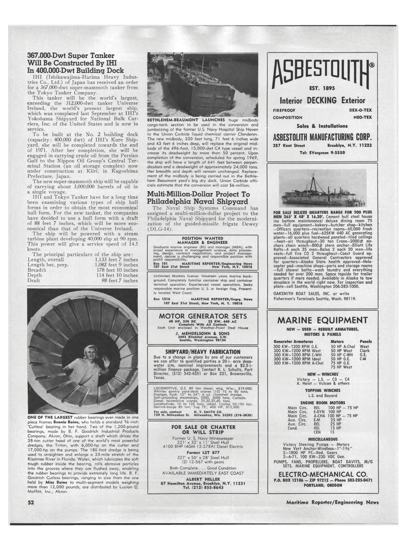 Maritime Reporter Magazine, page 50,  Jan 1969