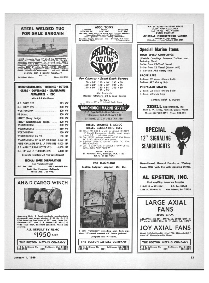 Maritime Reporter Magazine, page 51,  Jan 1969