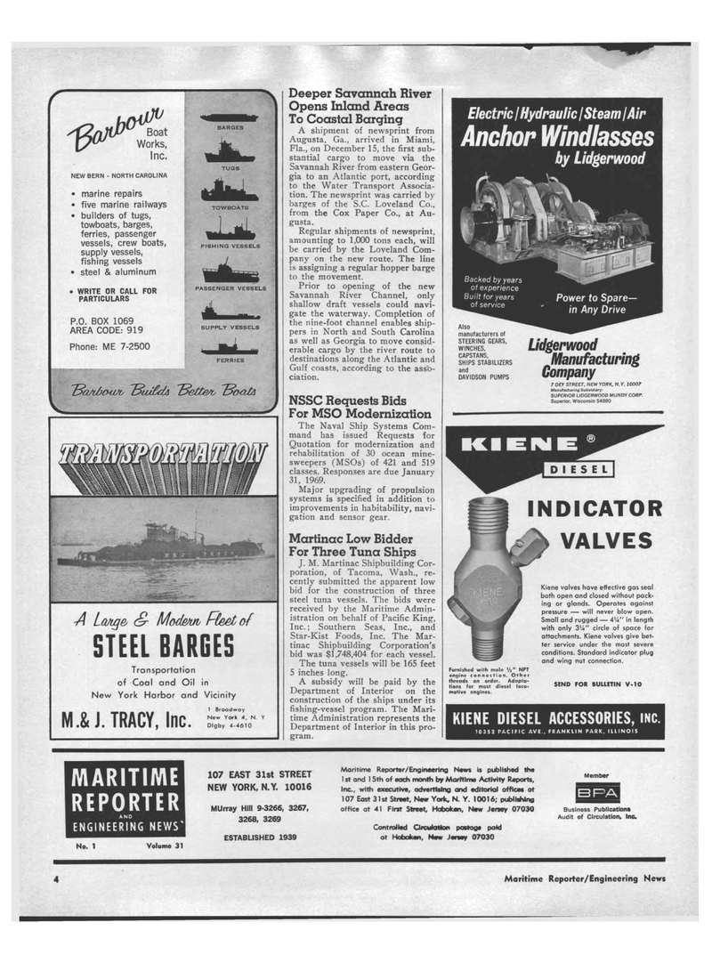 Maritime Reporter Magazine, page 6,  Jan 1969