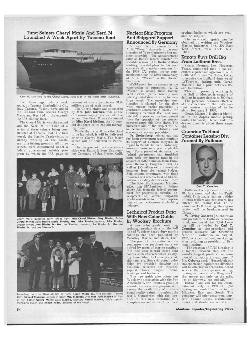 Maritime Reporter Magazine, page 52,  Jan 15, 1969