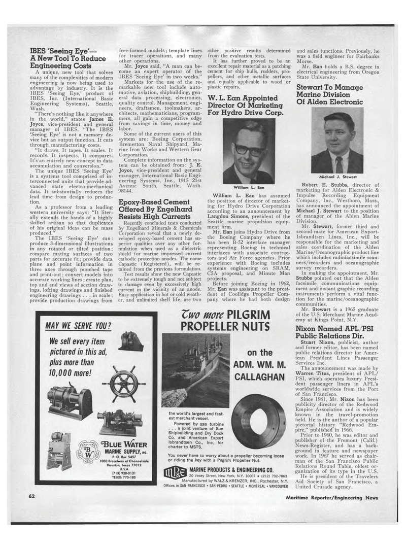 Maritime Reporter Magazine, page 60,  Jan 15, 1969