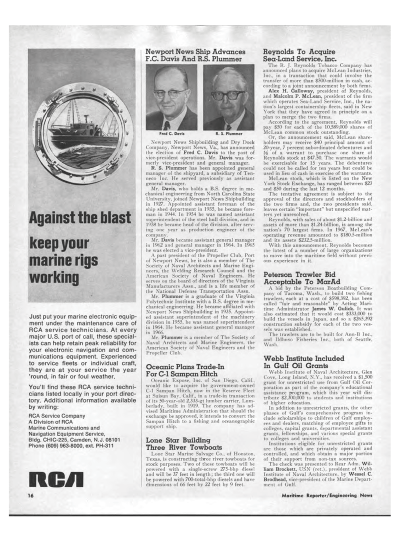 Maritime Reporter Magazine, page 14,  Feb 15, 1969