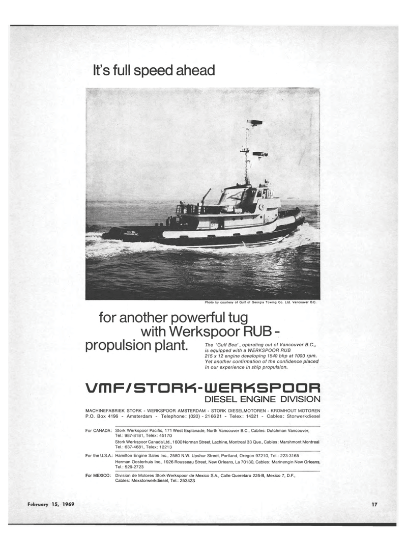 Maritime Reporter Magazine, page 15,  Feb 15, 1969