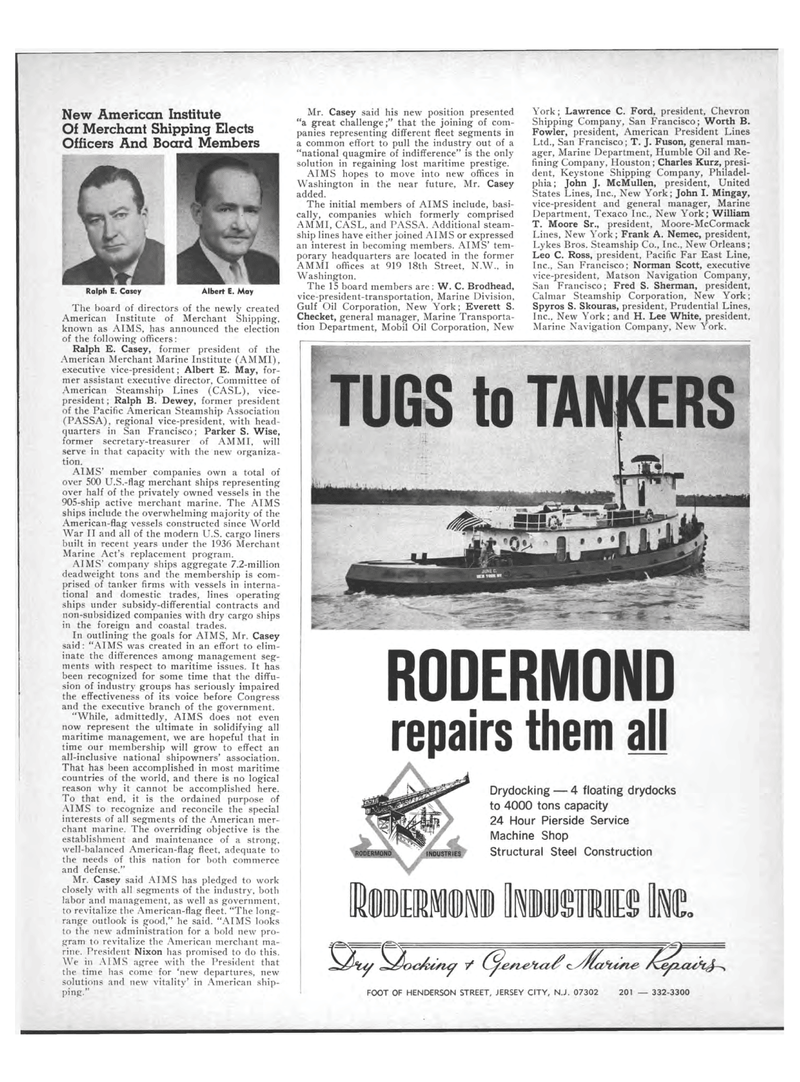 Maritime Reporter Magazine, page 39,  Feb 15, 1969