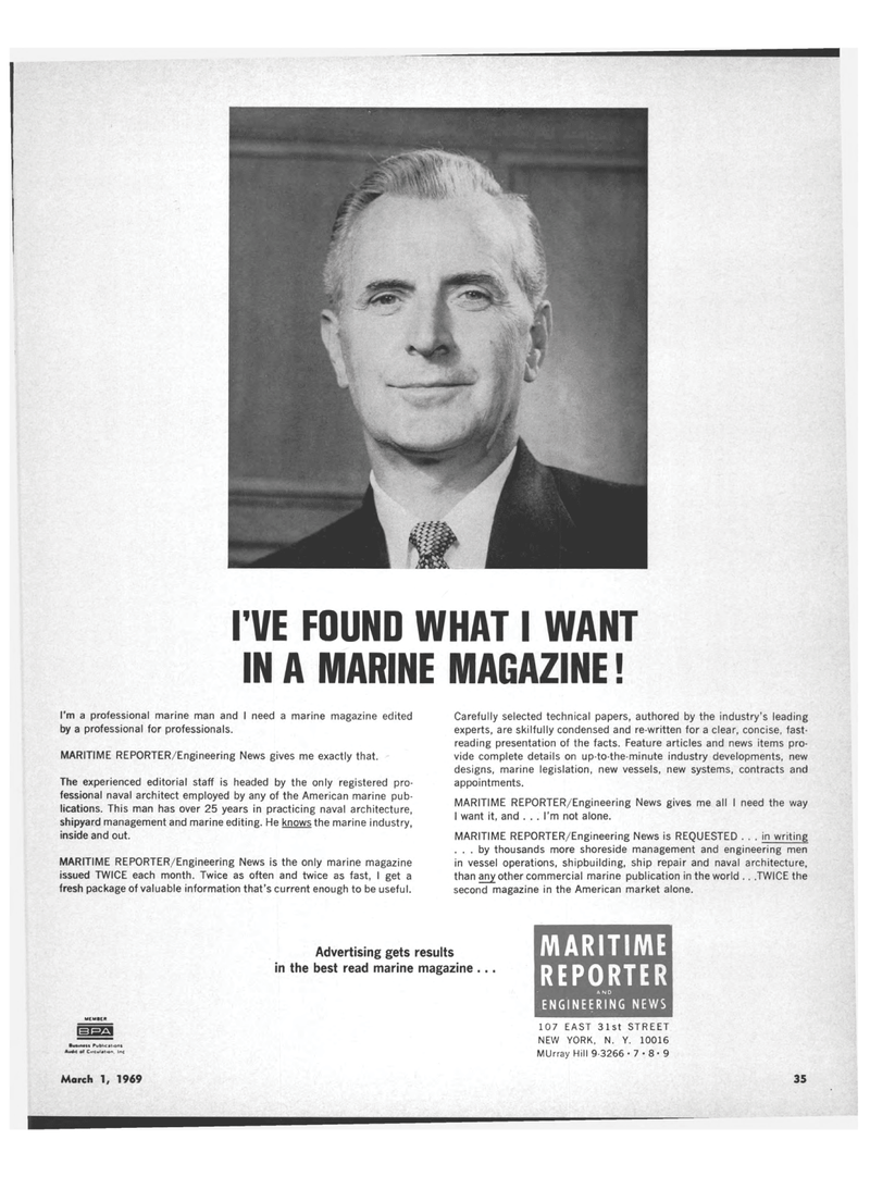 Maritime Reporter Magazine, page 29,  Mar 1969