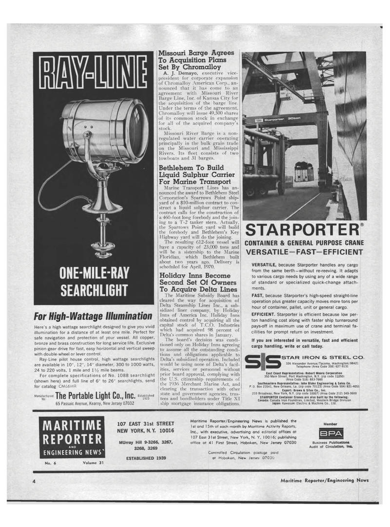 Maritime Reporter Magazine, page 2,  Mar 15, 1969