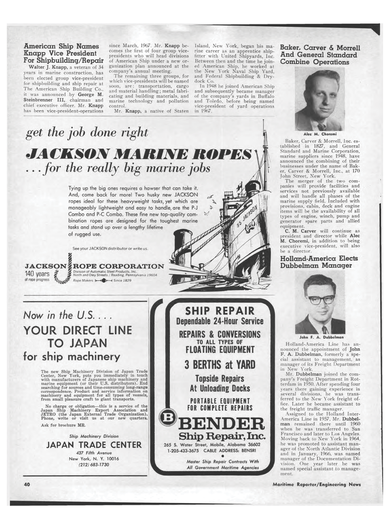 Maritime Reporter Magazine, page 38,  Mar 15, 1969