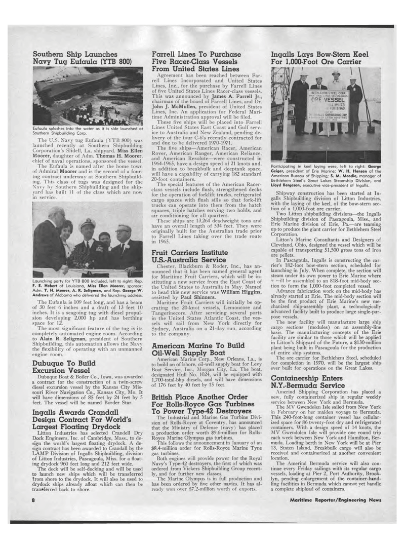 Maritime Reporter Magazine, page 6,  Mar 15, 1969