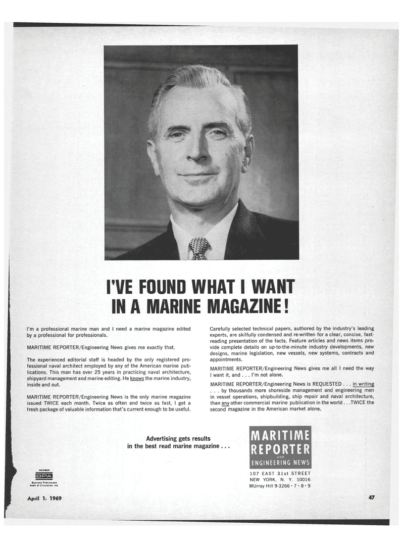 Maritime Reporter Magazine, page 45,  Apr 1969
