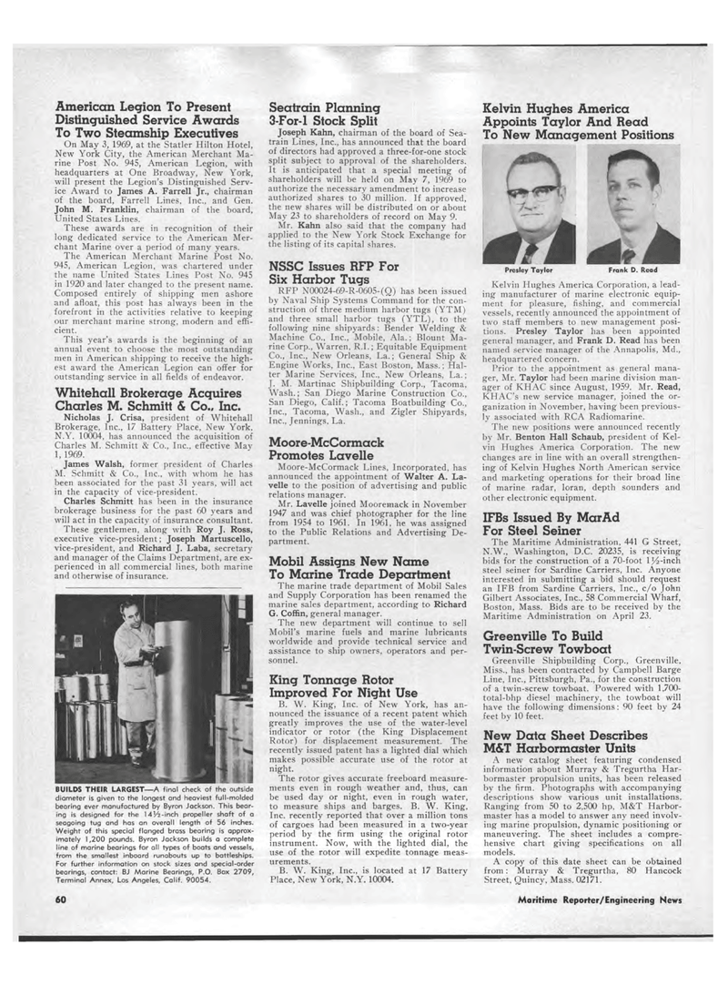 Maritime Reporter Magazine, page 58,  Apr 15, 1969