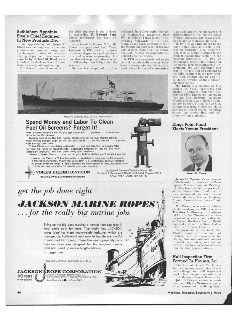 Maritime Reporter Magazine, page 44,  May 1969