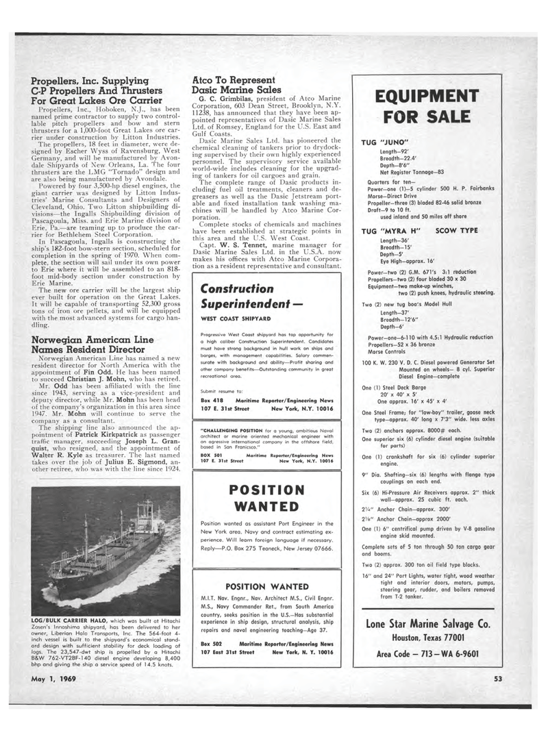 Maritime Reporter Magazine, page 51,  May 1969