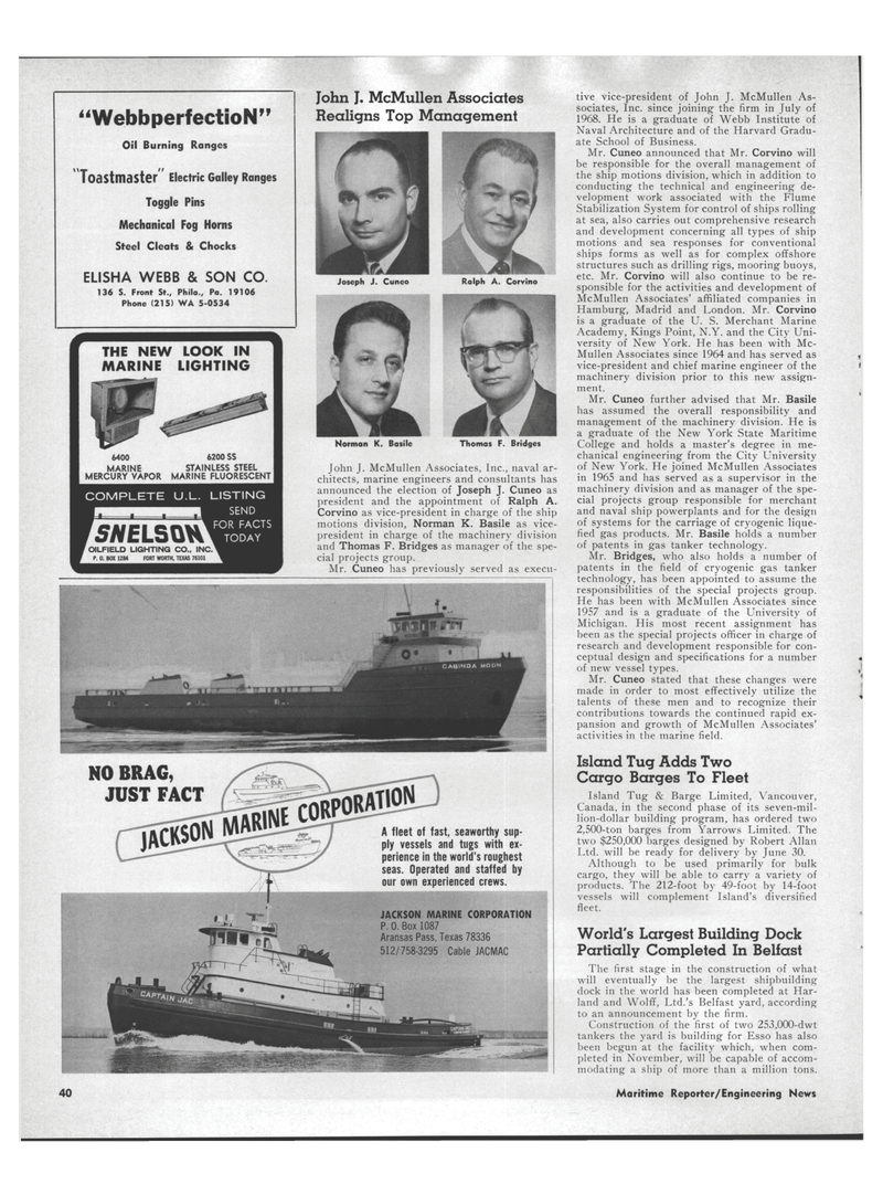 Maritime Reporter Magazine, page 38,  Jun 1969
