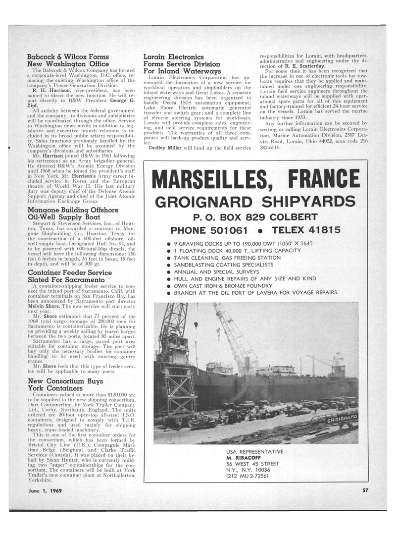 Maritime Reporter Magazine, page 55,  Jun 1969