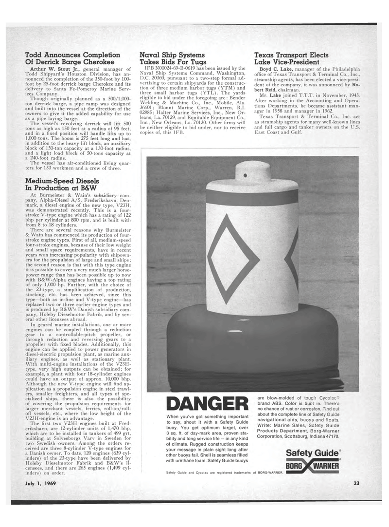 Maritime Reporter Magazine, page 21,  Jul 1969