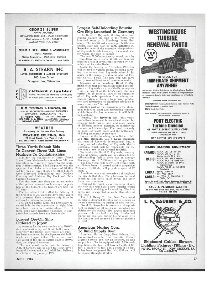 Maritime Reporter Magazine, page 25,  Jul 1969