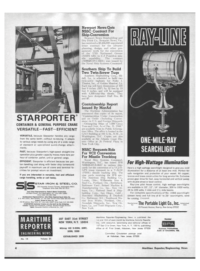 Maritime Reporter Magazine, page 2,  Jul 15, 1969