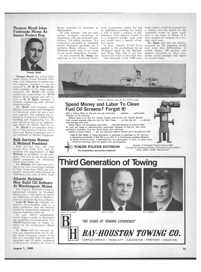 Maritime Reporter Magazine, page 13,  Aug 1969