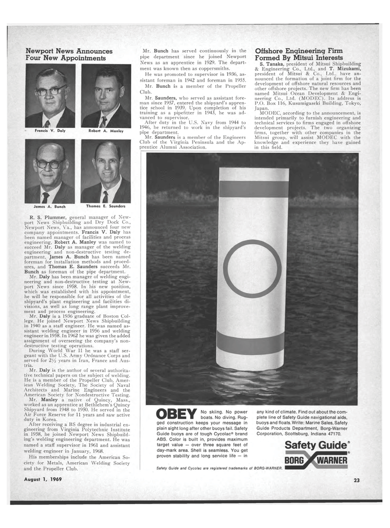 Maritime Reporter Magazine, page 21,  Aug 1969