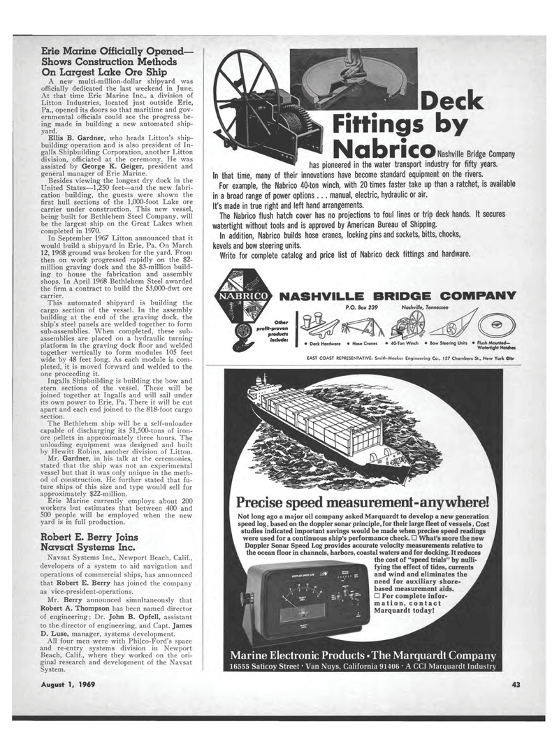 Maritime Reporter Magazine, page 41,  Aug 1969