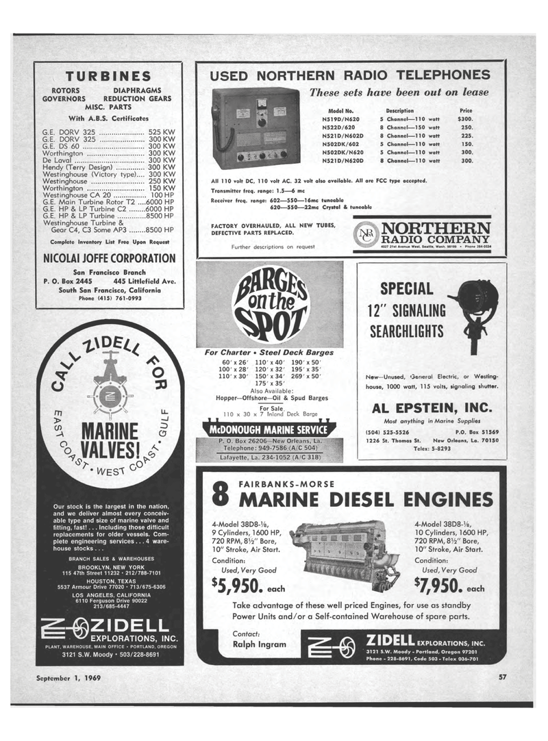 Maritime Reporter Magazine, page 55,  Sep 1969