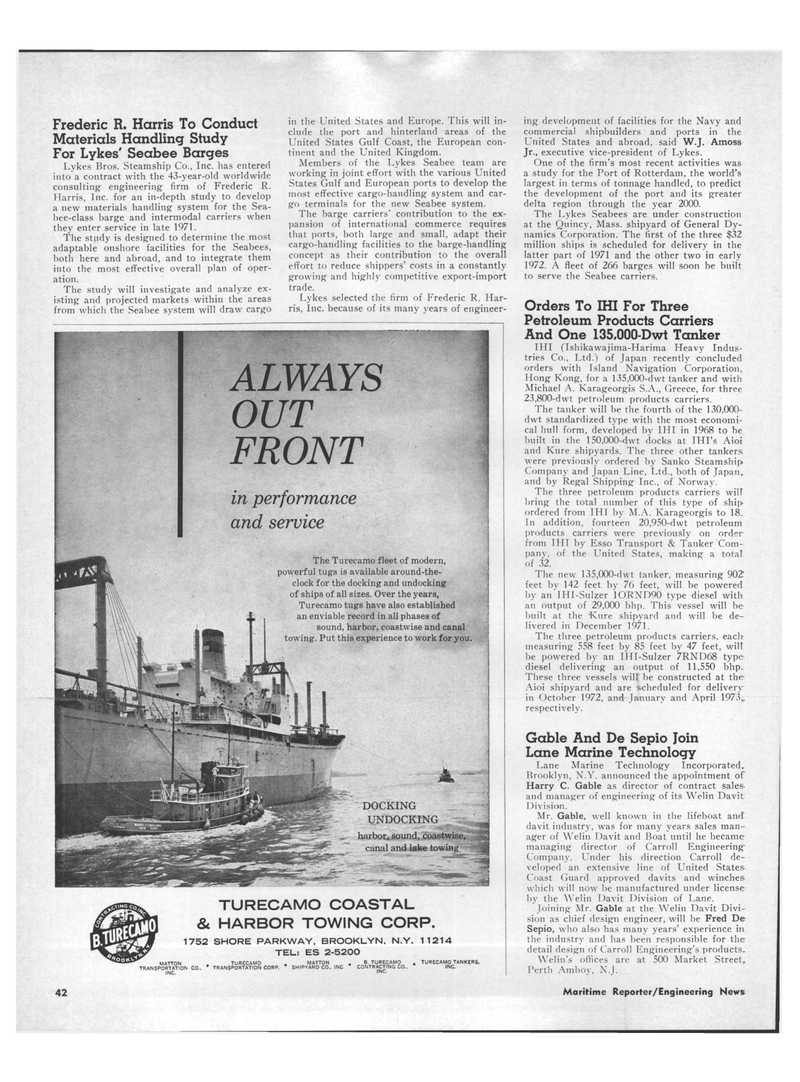 Maritime Reporter Magazine, page 40,  Apr 1970