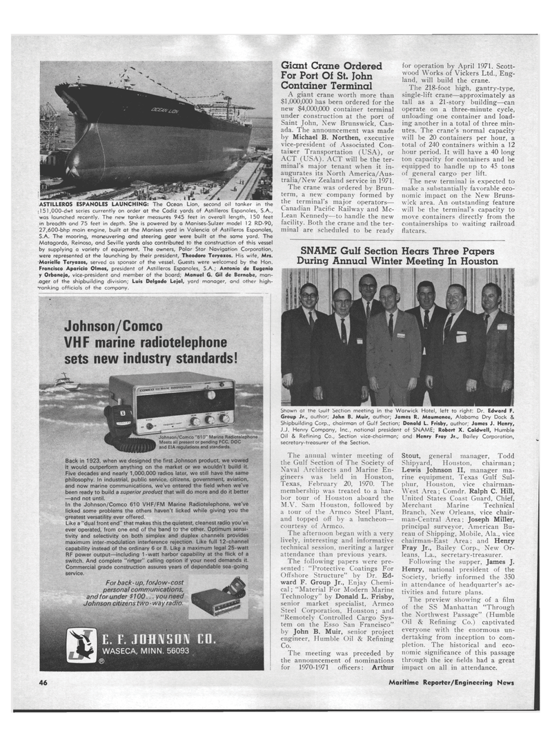 Maritime Reporter Magazine, page 44,  Apr 1970