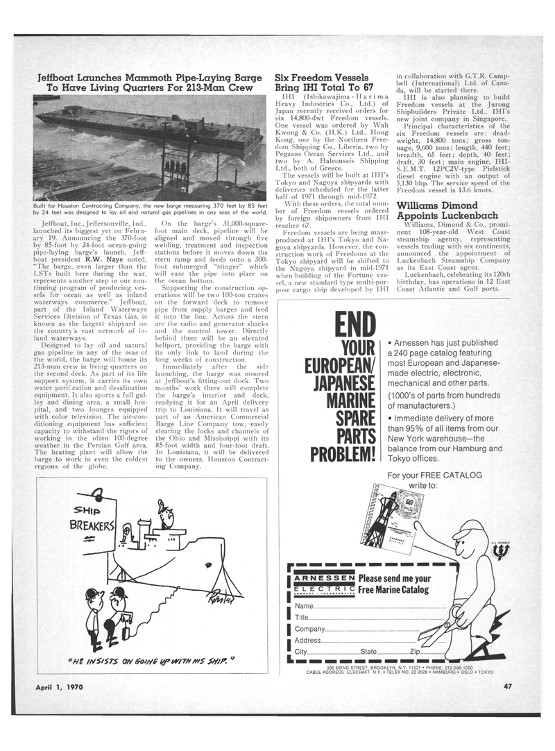 Maritime Reporter Magazine, page 45,  Apr 1970