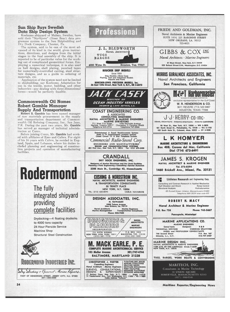 Maritime Reporter Magazine, page 52,  Apr 1970