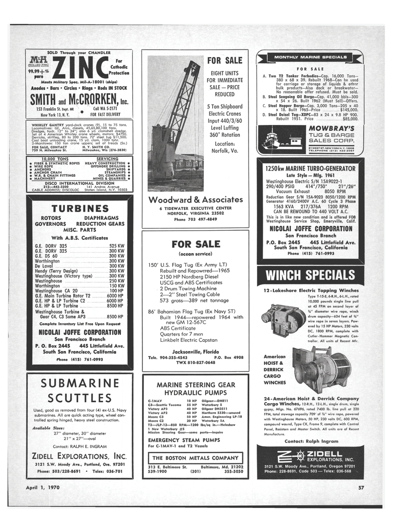 Maritime Reporter Magazine, page 55,  Apr 1970