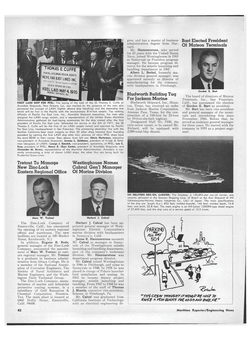 Maritime Reporter Magazine, page 40,  Jun 15, 1970