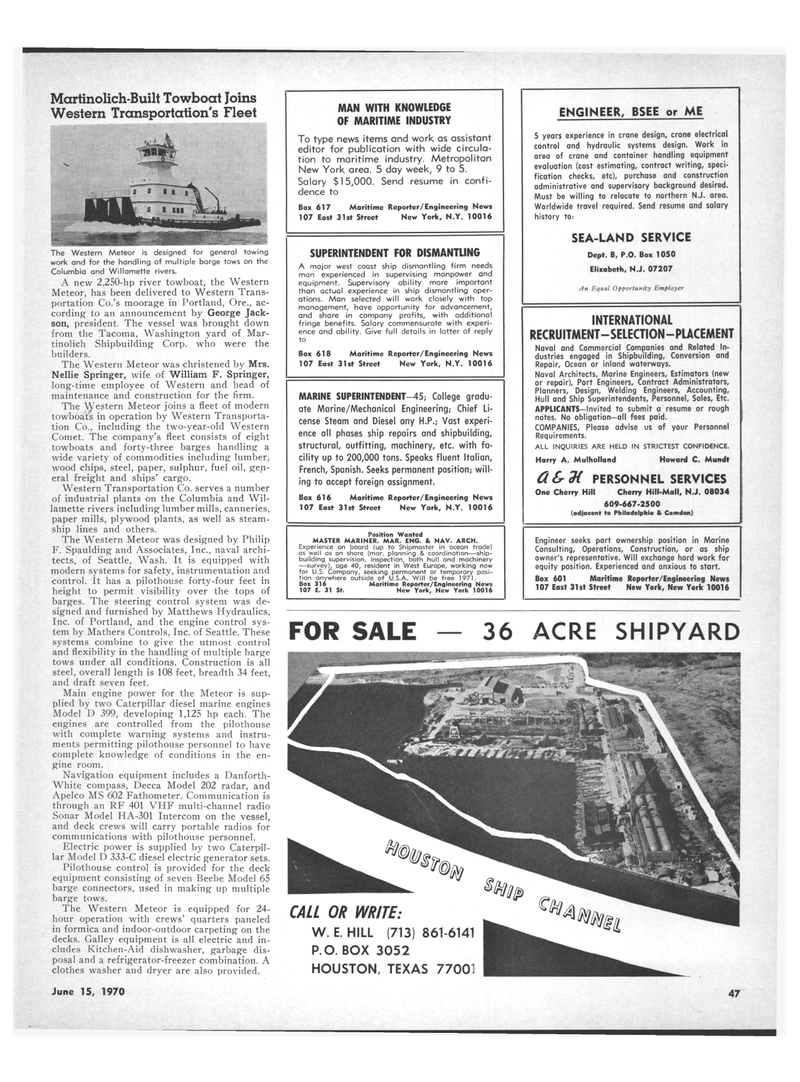 Maritime Reporter Magazine, page 45,  Jun 15, 1970